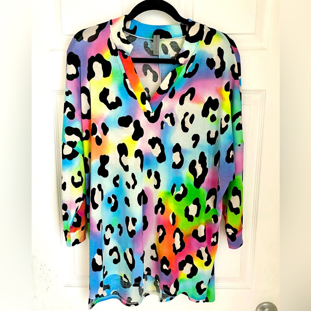 Neon Leopard 3/4 Sleeve Gabby Blouse